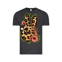 Vintage Black Leopard Floral Peace Sign Vintage Tee - Jasminsmagicworld