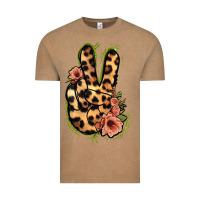 Vintage Coffee Leopard Floral Peace Sign Vintage Tee - Jasminsmagicworld