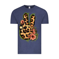 Vintage Denim Leopard Floral Peace Sign Vintage Tee - Jasminsmagicworld