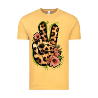 Vintage Mustard Leopard Floral Peace Sign Vintage Tee - Jasminsmagicworld