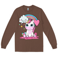 Chestnut cute unicorn and rainbow Long Sleeve Tee - NancyCooperArtShop
