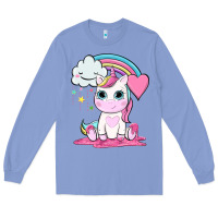 Colony Blue cute unicorn and rainbow Long Sleeve Tee - NancyCooperArtShop