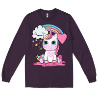 Plum cute unicorn and rainbow Long Sleeve Tee - NancyCooperArtShop
