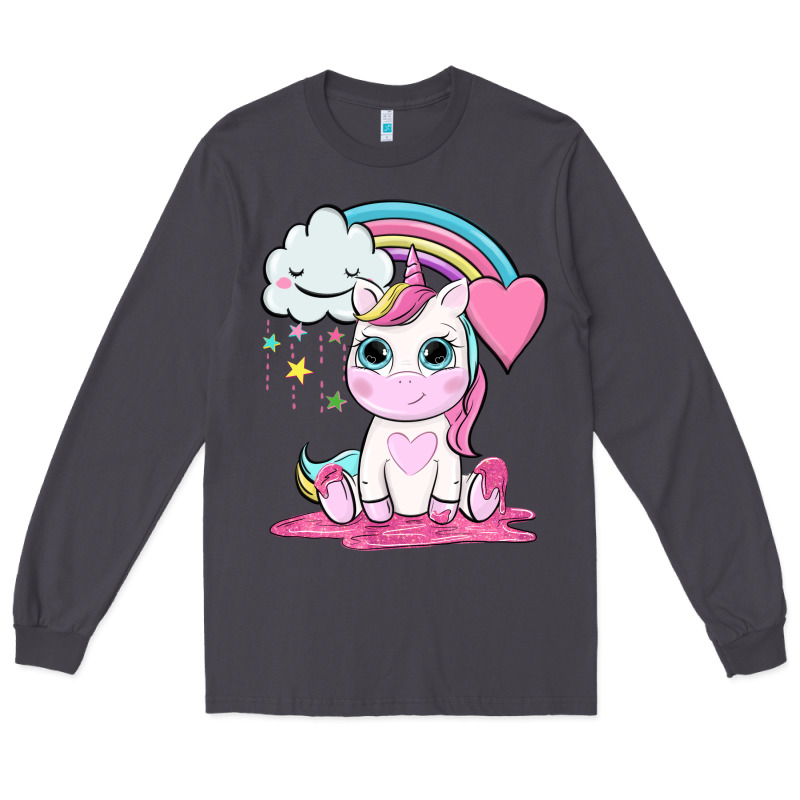 Cute Unicorn And Rainbow Long Sleeve Tee by NancyCooperArtShop | Teevron