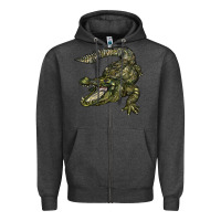 Charcoal Heather alligator Zipper Hoodie - BarkalooDesign