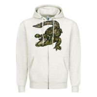 Oatmeal Heather alligator Zipper Hoodie - BarkalooDesign