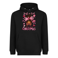 Black just a girl who loves pink christmas afro messy bu Heavyweight Hoodie - texasbilliewilder