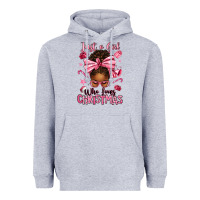 Heather Grey just a girl who loves pink christmas afro messy bu Heavyweight Hoodie - texasbilliewilder