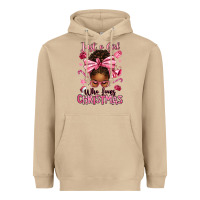 Mushroom just a girl who loves pink christmas afro messy bu Heavyweight Hoodie - texasbilliewilder