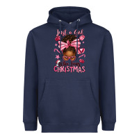 Navy just a girl who loves pink christmas afro messy bu Heavyweight Hoodie - texasbilliewilder