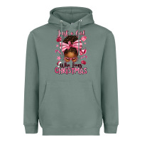Sage just a girl who loves pink christmas afro messy bu Heavyweight Hoodie - texasbilliewilder