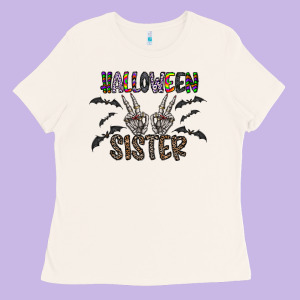 Halloween Sister Ladies Tee Designed By Cowhidedigitalart