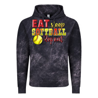 Cloud Black Eat Sleep Softball Repeat Vintage Hoodie - LillyAllenDesigns