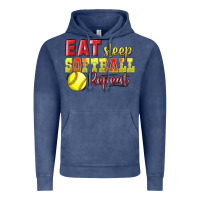 Vintage Denim Eat Sleep Softball Repeat Vintage Hoodie - LillyAllenDesigns