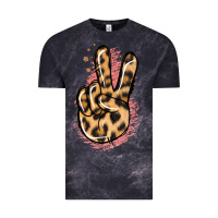 Cloud Black Pink Glitter Leopard Peace Sign Vintage Tee - Jasminsmagicworld