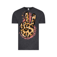 Vintage Black Pink Glitter Leopard Peace Sign Vintage Tee - Jasminsmagicworld