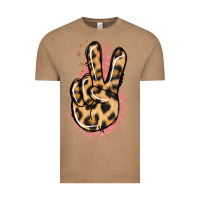 Vintage Coffee Pink Glitter Leopard Peace Sign Vintage Tee - Jasminsmagicworld