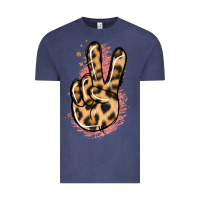 Vintage Denim Pink Glitter Leopard Peace Sign Vintage Tee - Jasminsmagicworld