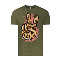 Vintage Olive Pink Glitter Leopard Peace Sign Vintage Tee - Jasminsmagicworld