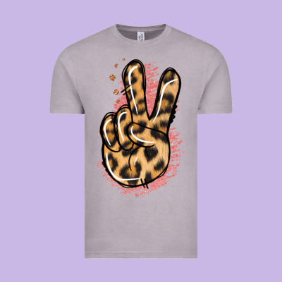 Pink Glitter Leopard Peace Sign Vintage Tee Designed By Jasminsmagicworld
