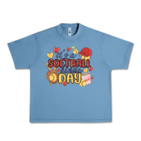Pebble Blue it's a softball kinda day Urban Heavy Tee - MaliasSmallBusiness