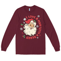 Burgundy i love a man with a beard Long Sleeve Tee - MaliasSmallBusiness