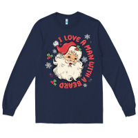 Navy i love a man with a beard Long Sleeve Tee - MaliasSmallBusiness