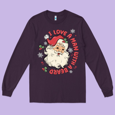 I Love A Man With A Beard Long Sleeve Tee Designed By Maliassmallbusiness