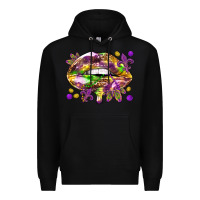 Black Mardi Gras lips Premium Hoodie - HowdyJamesFarm