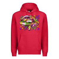 Cardinal Mardi Gras lips Premium Hoodie - HowdyJamesFarm