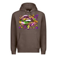 Coffee Mardi Gras lips Premium Hoodie - HowdyJamesFarm