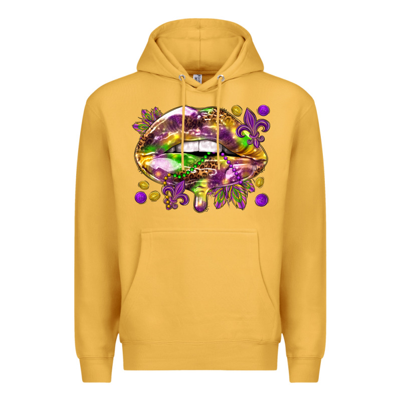 Mardi Gras Lips Premium Hoodie by HowdyJamesFarm | Teevron