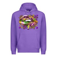 Purple Mardi Gras lips Premium Hoodie - HowdyJamesFarm