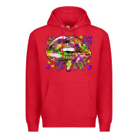 Red Mardi Gras lips Premium Hoodie - HowdyJamesFarm