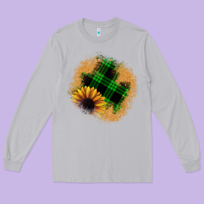 Sunflower Christmas Patch Long Sleeve Tee Designed By Jahusdesignshop