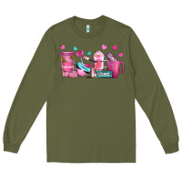 Army Green lash hustler with eyelashes coffee cups Long Sleeve Tee - NancyCooperArtShop