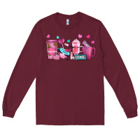 Burgundy lash hustler with eyelashes coffee cups Long Sleeve Tee - NancyCooperArtShop