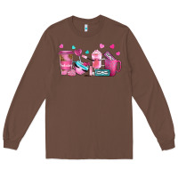 Chestnut lash hustler with eyelashes coffee cups Long Sleeve Tee - NancyCooperArtShop