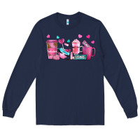 Navy lash hustler with eyelashes coffee cups Long Sleeve Tee - NancyCooperArtShop