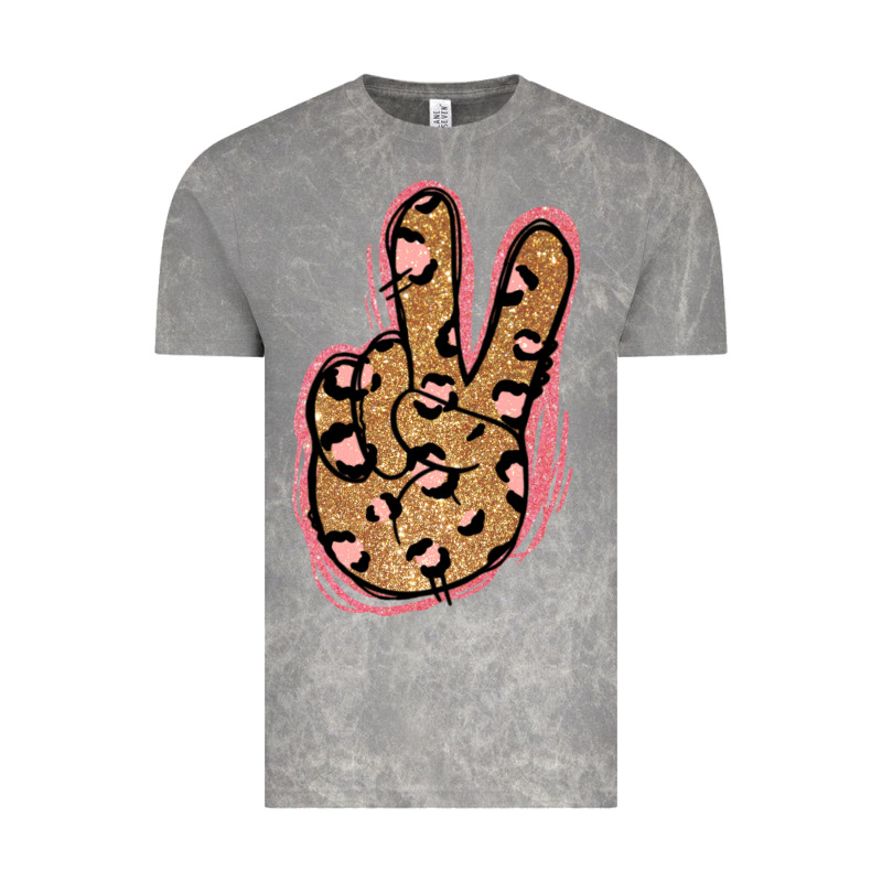 Gold Glitter Pink Leopard Peace Sign Vintage Tee by Jasminsmagicworld | Teevron