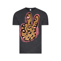 Vintage Black Gold Glitter Pink Leopard Peace Sign Vintage Tee - Jasminsmagicworld