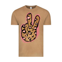 Vintage Camel Gold Glitter Pink Leopard Peace Sign Vintage Tee - Jasminsmagicworld