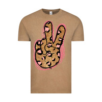 Vintage Coffee Gold Glitter Pink Leopard Peace Sign Vintage Tee - Jasminsmagicworld