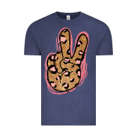 Vintage Denim Gold Glitter Pink Leopard Peace Sign Vintage Tee - Jasminsmagicworld