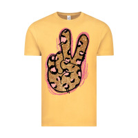Vintage Mustard Gold Glitter Pink Leopard Peace Sign Vintage Tee - Jasminsmagicworld