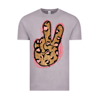 Vintage Zinc Gold Glitter Pink Leopard Peace Sign Vintage Tee - Jasminsmagicworld