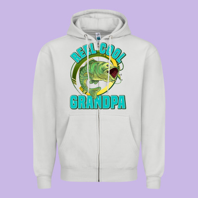 Reel Cool Grandpa Zipper Hoodie Designed By Jasminsmagicworld