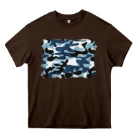 Chocolate Brown blue camouflage background Heavy Core Tee - BarkalooDesign
