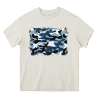 Cream blue camouflage background Heavy Core Tee - BarkalooDesign