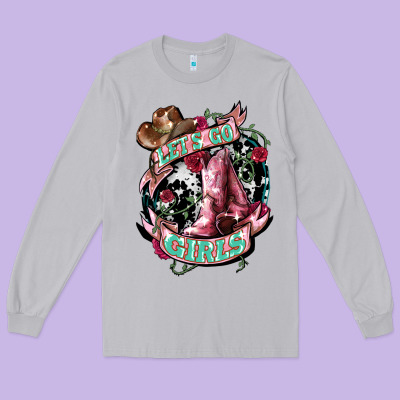 Lets Go Girls Cowboy Boots Cowgirl Long Sleeve Tee Designed By Nancycooperartshop